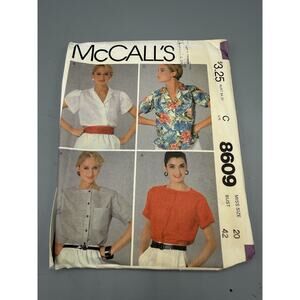 Vintage McCalls 8609 Blouse Sewing Pattern Sz 20 Bust 42 Uncut